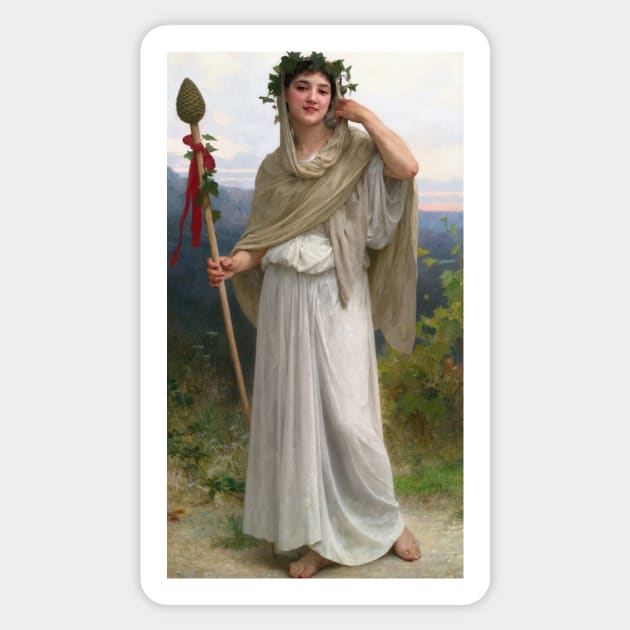 Pretresse De Bacchus by William-Adolphe Bouguereau Sticker by Classic Art Stall